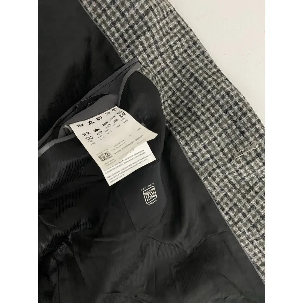 HUGO BOSS The Smith Lanificio Tesse Biella plaid 2-button wool jacket blazer 42L